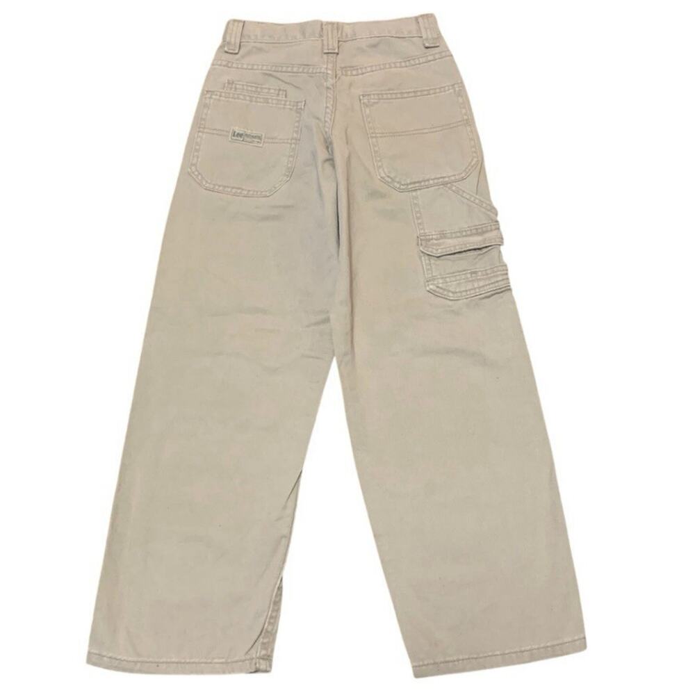 Vintage Y2K Lee Boys Cargo Utility Pants Size 10 Slim Khaki Baggy Skater
